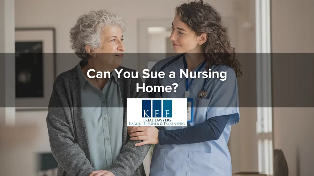 Young nurse discussing with older resident, Can you sue a nursing home?
